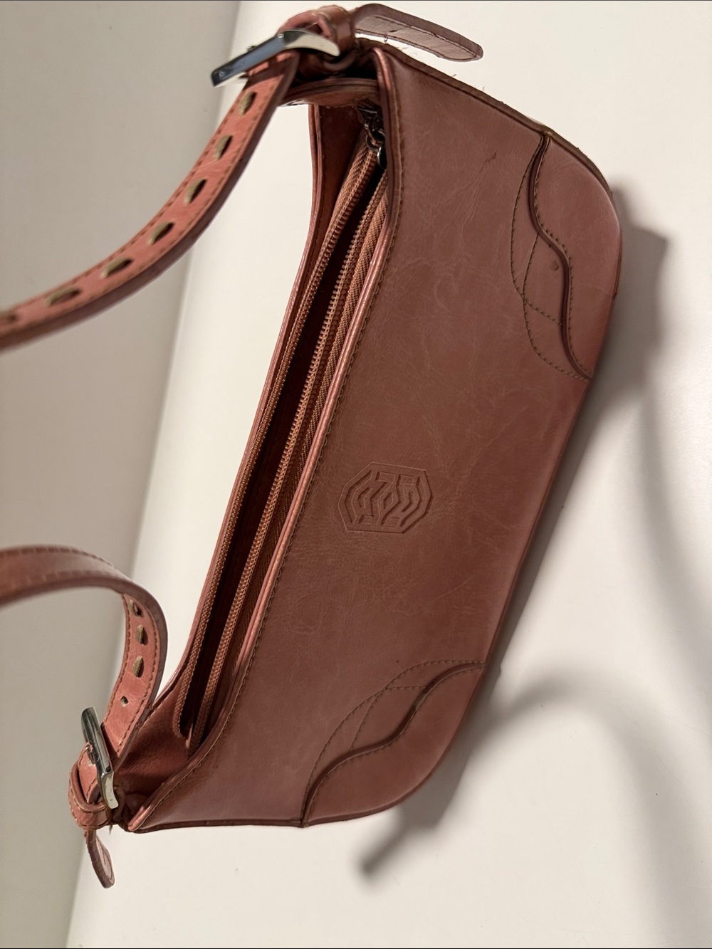 Marine Serre Brown Leather Mini Shoulder Bag